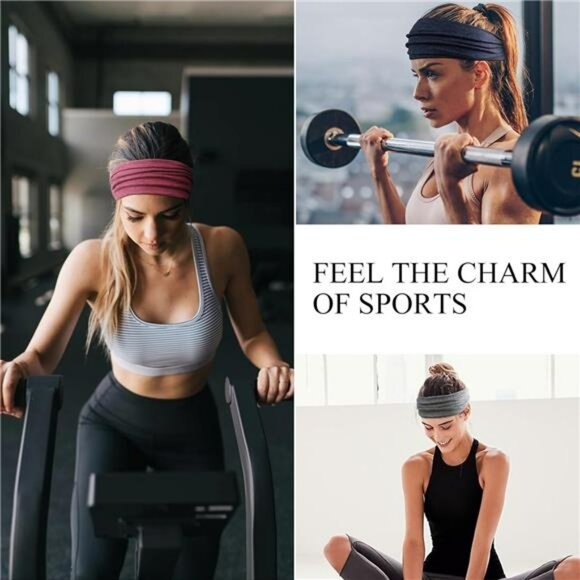 Wide non slip headbands for women stretchy workout yoga running hair accessories - Picture 4 of 6
